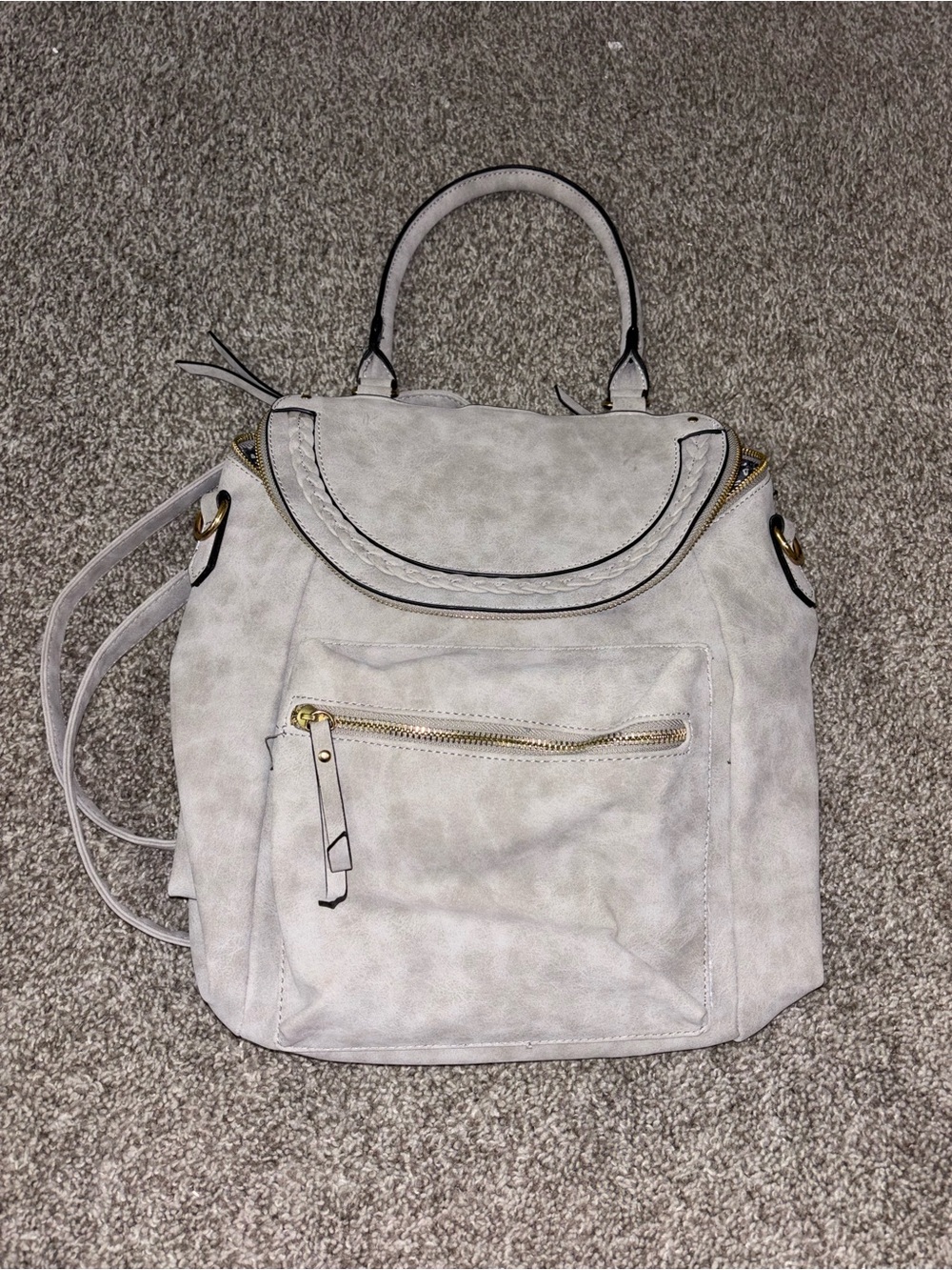 Light Gray Women's Top-Handle Backpack Purse